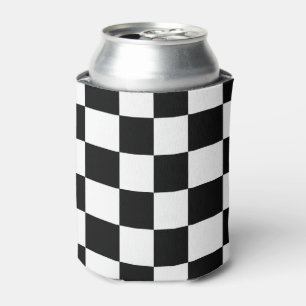 Black and white checkered pattern can cooler