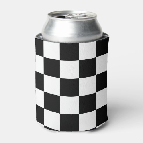 Black and White Checkered Pattern Can Cooler