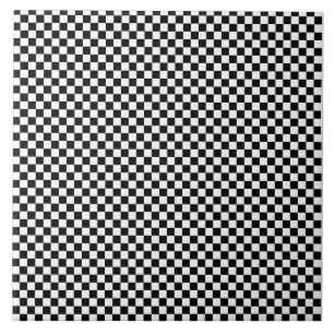 Black and white checkered pattern ceramic tile