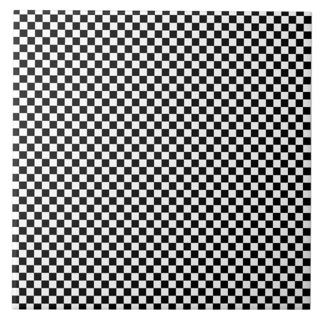 Black and white checkered pattern ceramic tile (Front)