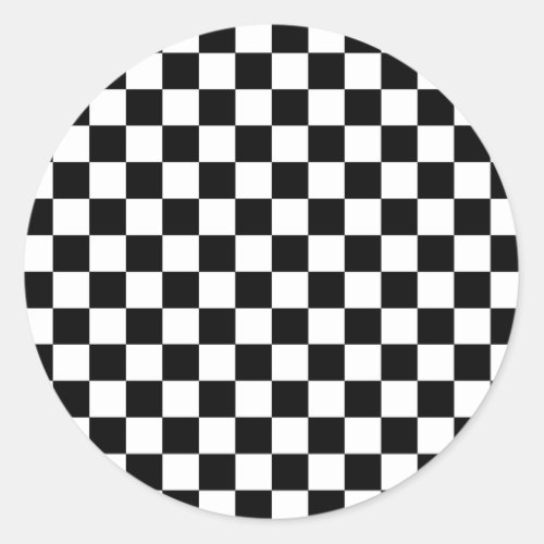 Black and white checkered pattern classic round sticker