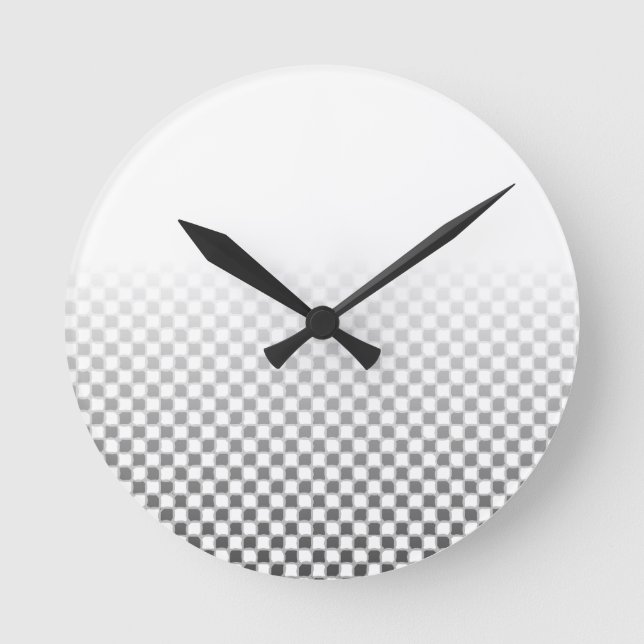 Black and White Checkered Pattern Clock (Front)