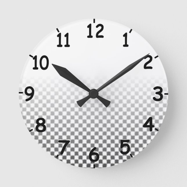 Black and White Checkered Pattern Clock (Front)