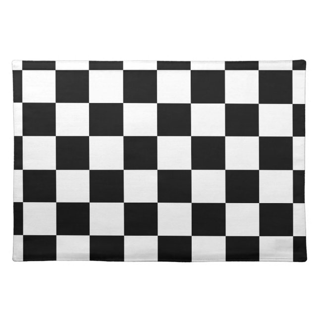 Black and White Checkered Pattern Cloth Placemat (Front)
