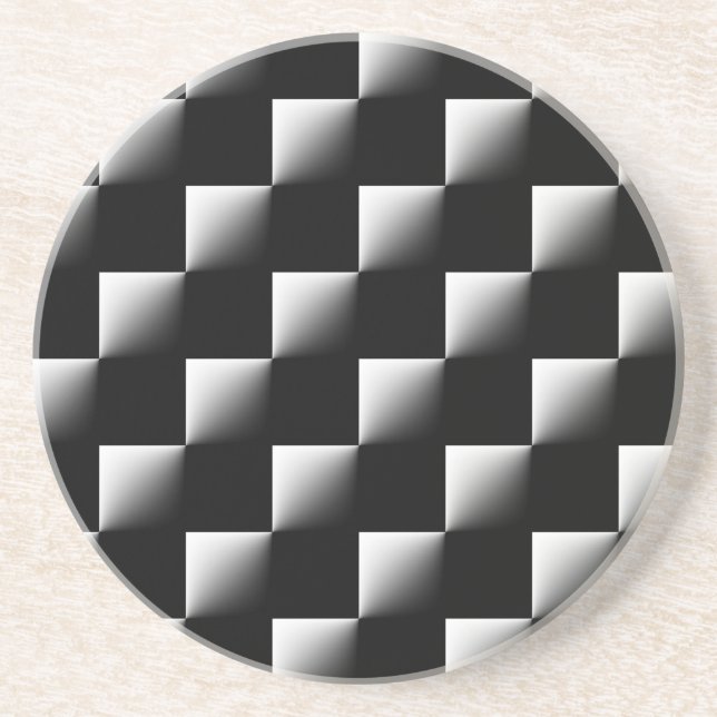 Black and White Checkered Pattern Coaster (Front)