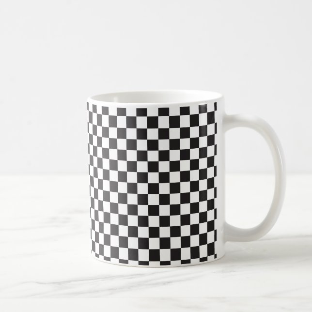 Black And White Checkered Pattern Coffee Mug (Right)