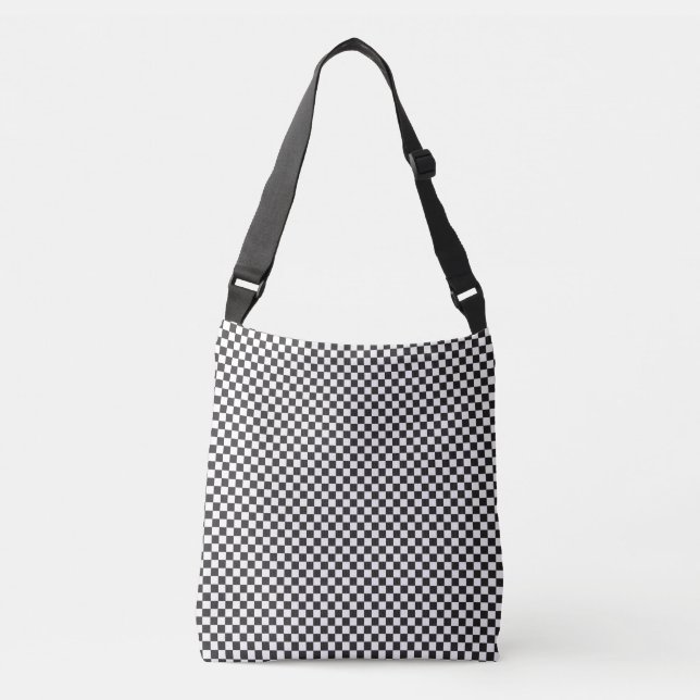 Black And White Checkered Pattern Cross Body Bag (Front)