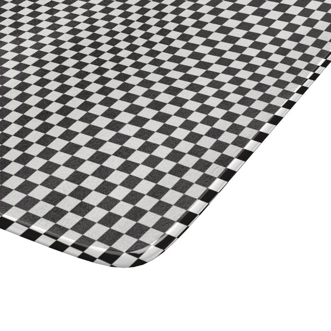 Black And White Checkered Pattern Cutting Board (Corner)