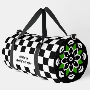Black and White Checkered pattern Duffle Bag