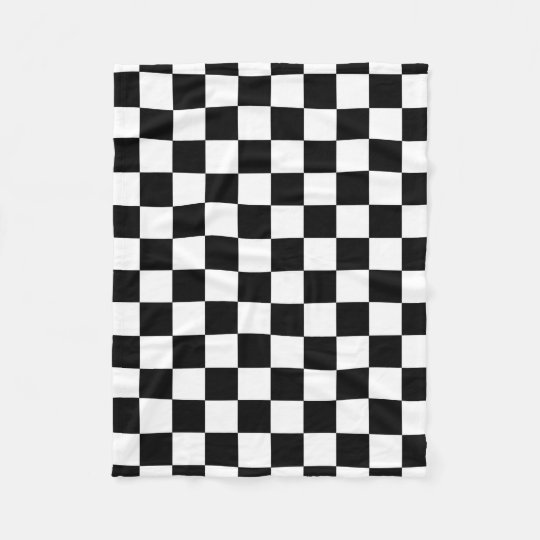 Black and white checkered pattern fleece blanket