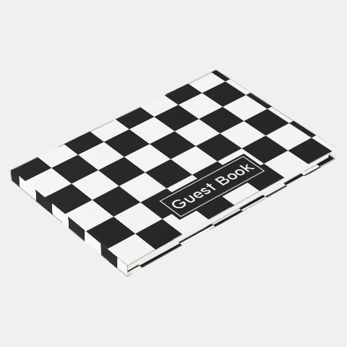 Black and White Checkered Pattern Guest Book