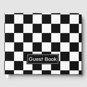 Black and White Checkered Pattern Guest Book