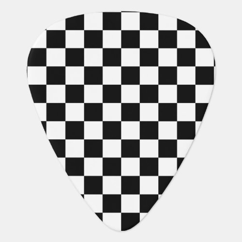 Black and white checkered pattern guitar pick