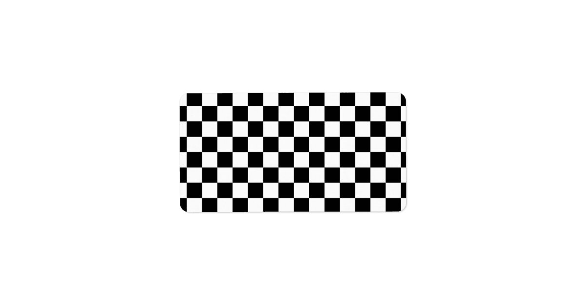 Black and white checkered pattern label | Zazzle