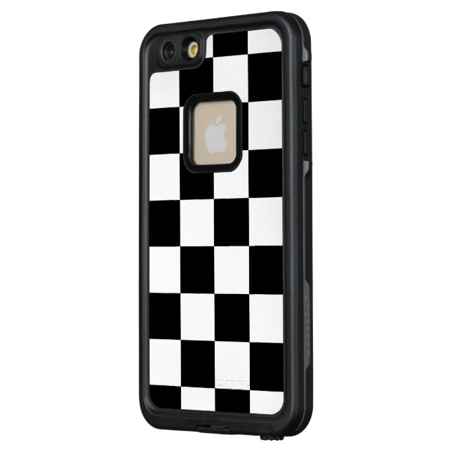Black and White Checkered Pattern LifeProof iPhone Case (Back/Left)