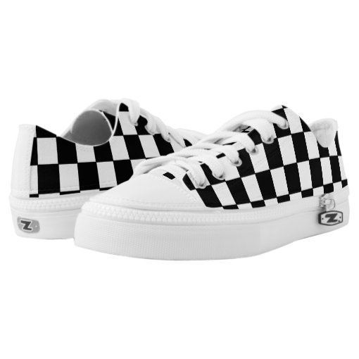 Black and White Checkered Pattern Low-Top Sneakers | Zazzle