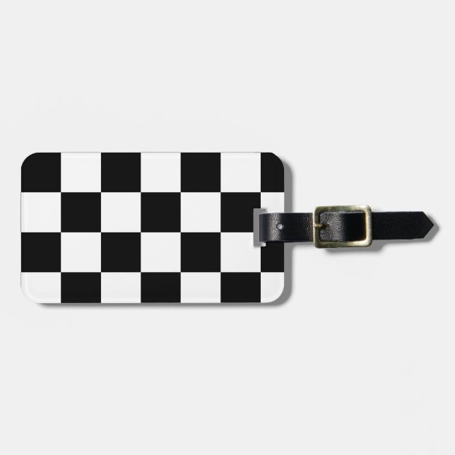 Black and White Checkered Pattern Luggage Tag (Front Horizontal)