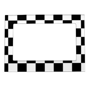 Black and White Checkered Pattern Magnetic Photo Frame