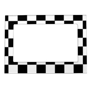 Black and White Checkered Pattern Magnetic Photo Frame
