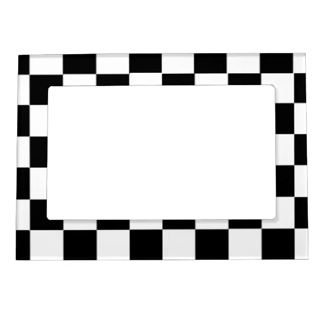 Black and White Checkered Pattern Magnetic Photo Frame | Zazzle black-and-white-checkered-pattern-magnetic-photo-frame-zazzle