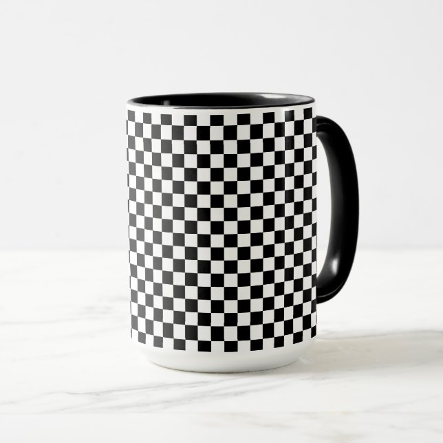 Black and white checkered pattern mug (Front Right)