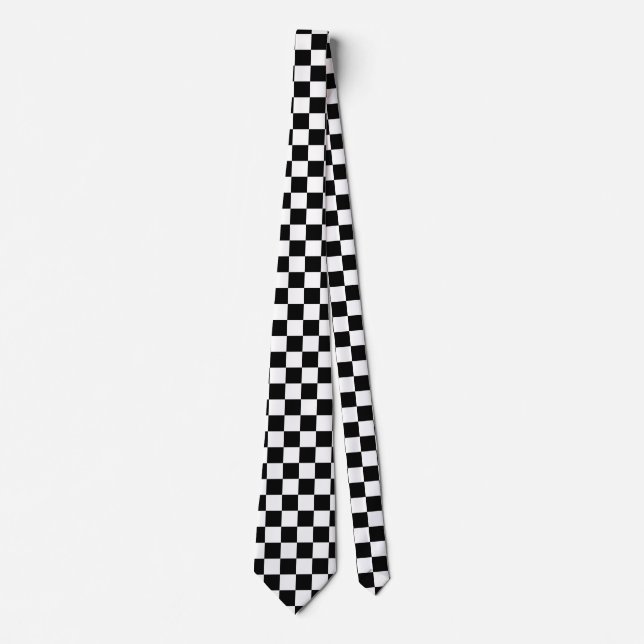 Black and white checkered pattern neck tie (Front)