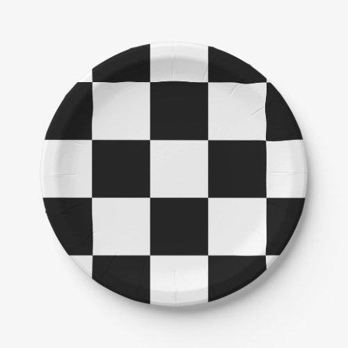 Black and White Checkered Pattern Paper Plates