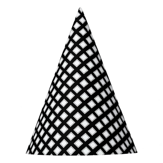 Black and White Checkered Pattern Party Hat (Front)