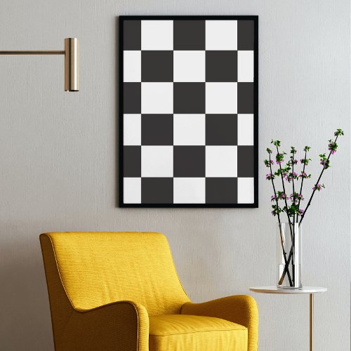 Black and White Checkered Pattern Poster