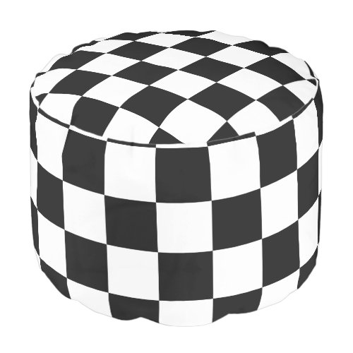 Black and White Checkered Pattern Pouf