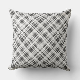 Black and white checkered pattern print throw pillow