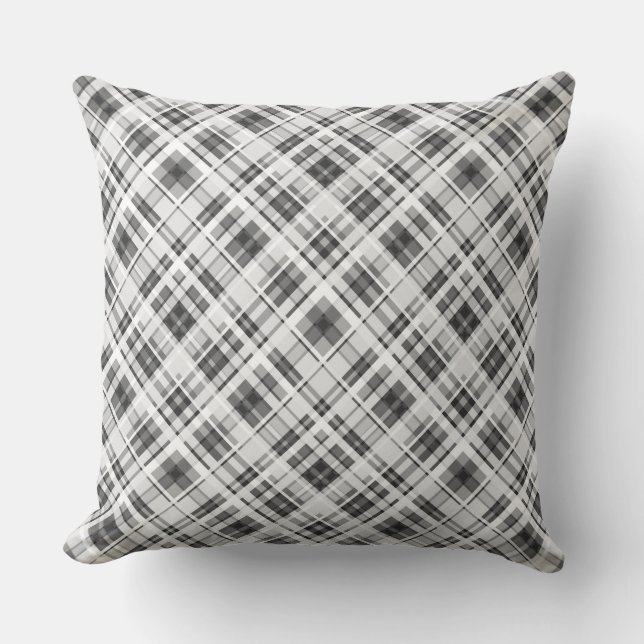 Black and white checkered pattern print throw pillow (Front)