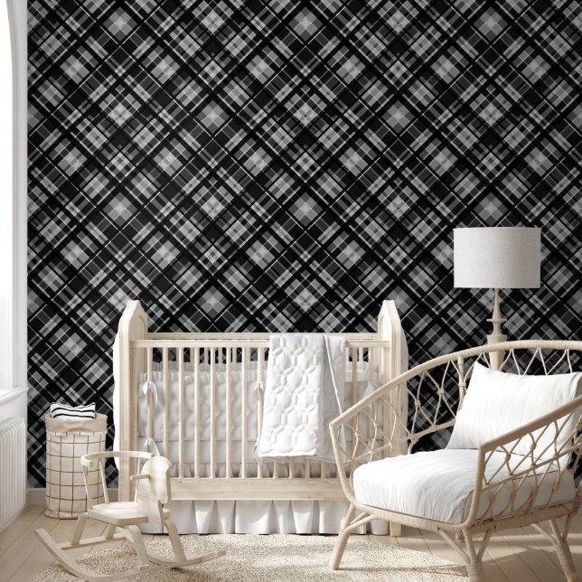 Black and white checkered pattern print wallpaper  (Kids)