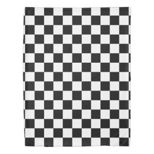 Black and White Checkered Pattern Race Flag Duvet Cover