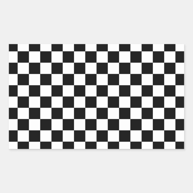 Black and white checkered pattern rectangular sticker (Front)