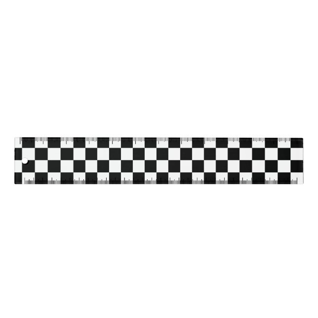 Black and White Checkered Pattern Ruler (Front)