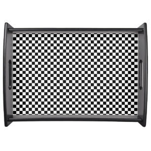 Black and white checkered pattern serving tray