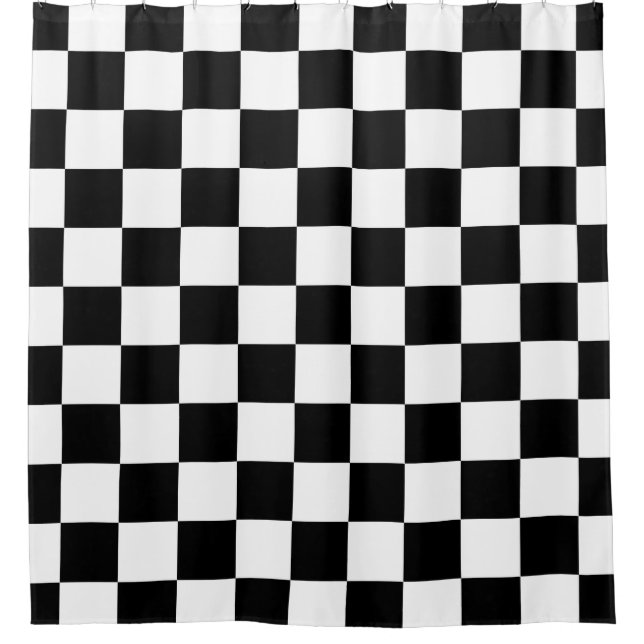 Black and White Checkered Pattern Shower Curtain (Front)
