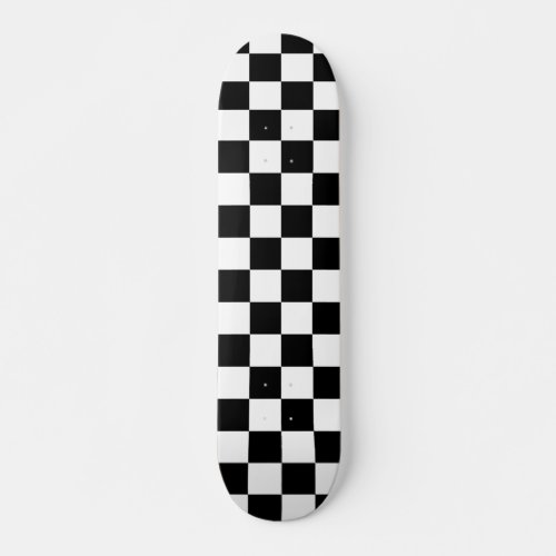 Black and White Checkered Pattern Skateboard