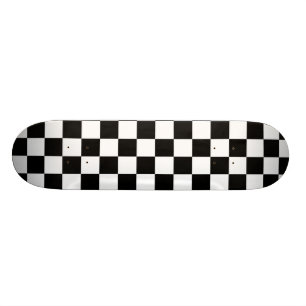 Black and White Checkered Pattern Skateboard