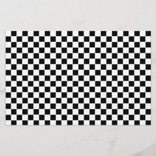 Black and White Checkered Pattern Stationery