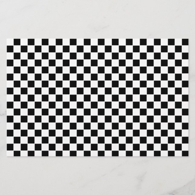 Black and White Checkered Pattern Stationery (Front)