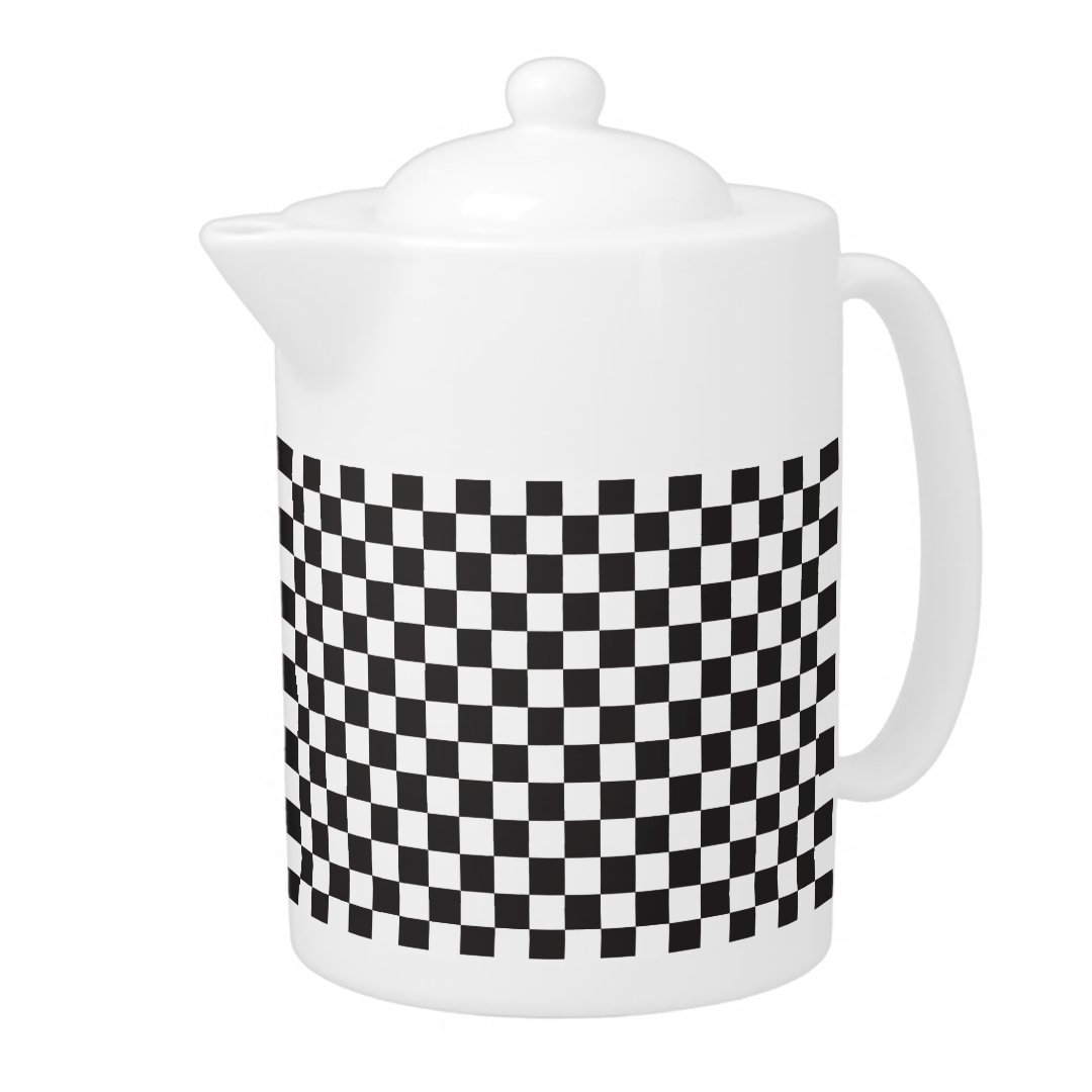 Black And White Checkered Pattern Teapot Zazzle
