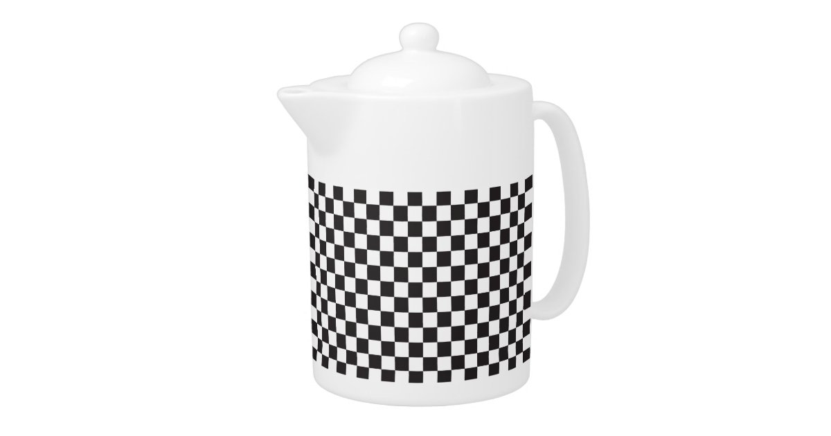 Black And White Checkered Pattern Teapot Zazzle