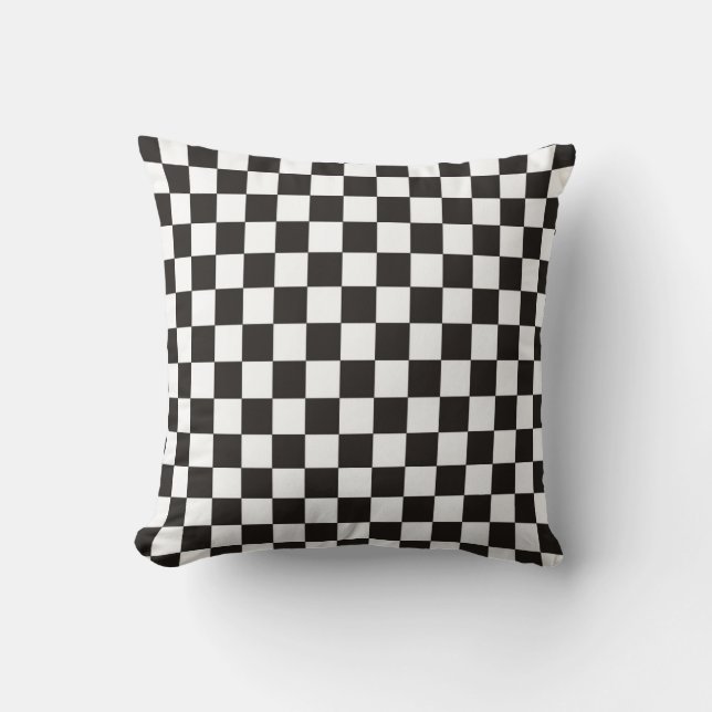 Black and White Checkered Pattern Throw Pillow (Front)