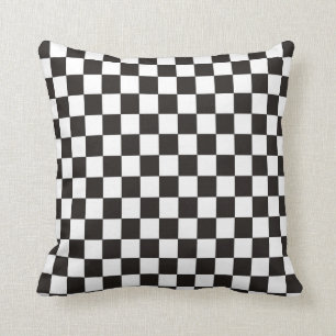 Black and White Checkered Pattern Throw Pillow