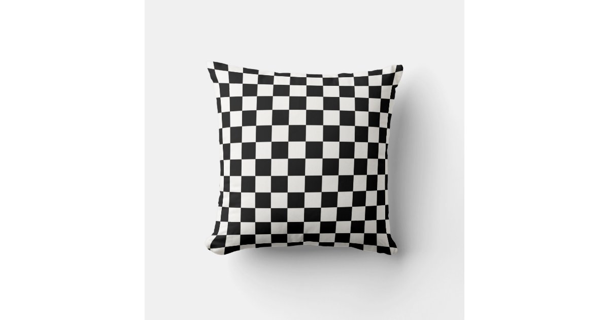 Black and white checkered pattern throw pillow Zazzle