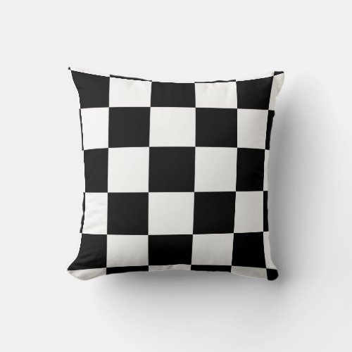 Black and White Checkered Pattern Throw Pillow