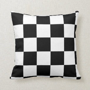 Black and White Checkered Pattern Throw Pillow