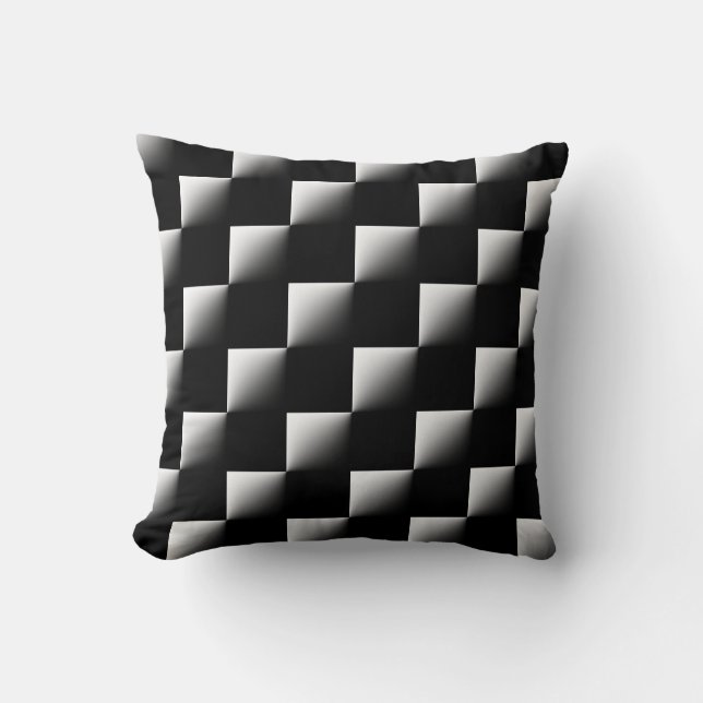 Black and White Checkered Pattern Throw Pillow (Front)